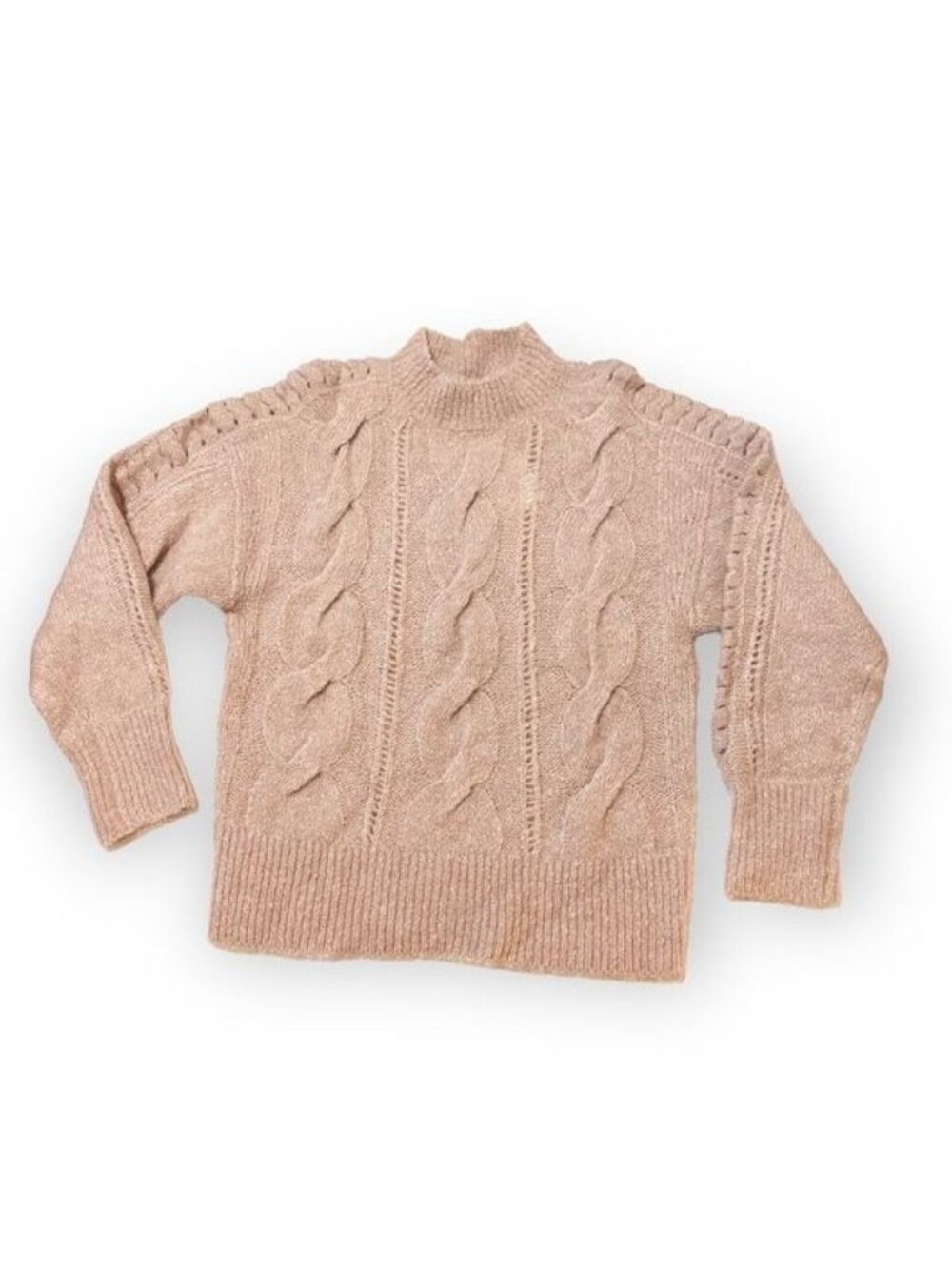 RebeccaTaylor Wool/Mohair Blend Cable Knit Mock Neck  Sweater, Size M